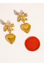 Flanerie Keryn 18K Non-Tarnish Heart & Bow Locket Earring