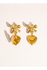 Flanerie Keryn 18K Non-Tarnish Heart & Bow Locket Earring