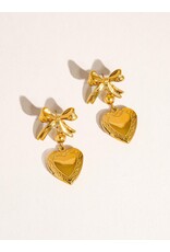 Flanerie Keryn 18K Non-Tarnish Heart & Bow Locket Earring