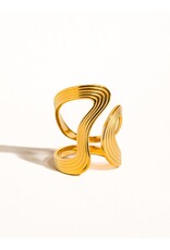 Flanerie Xena 18K Gold Non-Tarnish Wavy Abstract Ring