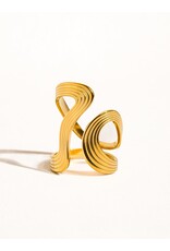 Flanerie Xena 18K Gold Non-Tarnish Wavy Abstract Ring