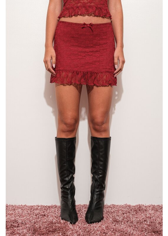 Pretty Garbage Ruffle Lace Mini Skirt