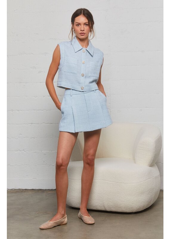 ASTR Jhene Tweed Pleated Skort