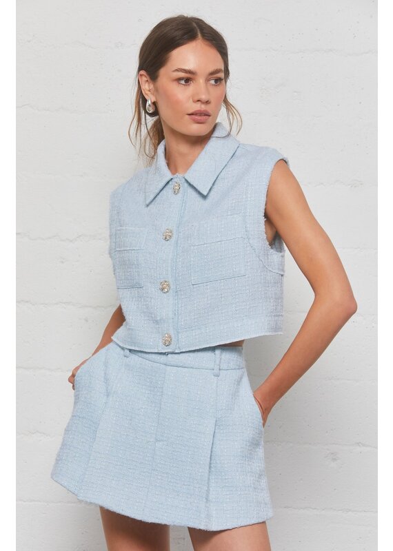 ASTR Jhene Tweed Sleeveless Top