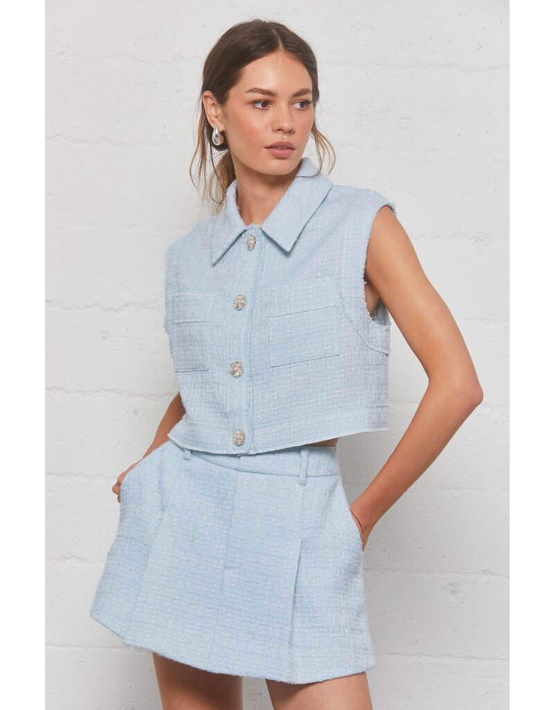 ASTR Jhene Tweed Sleeveless Top