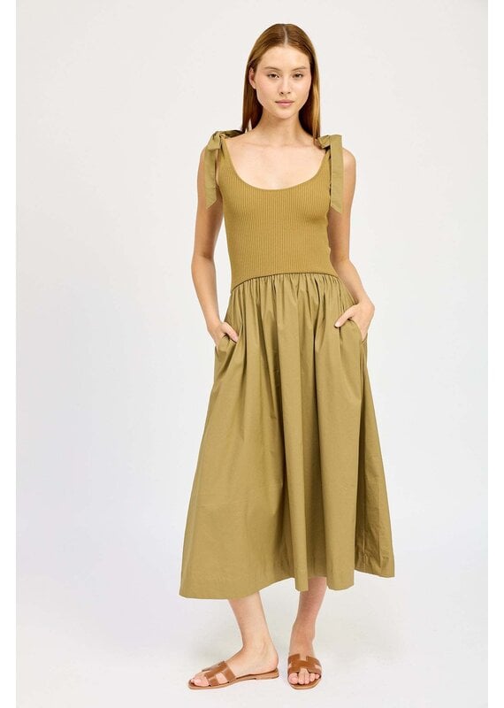 En Saison Wren Mixed Media Midi Dress