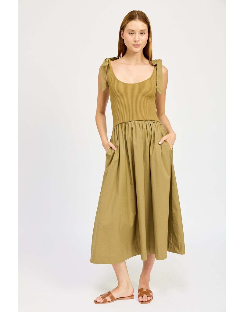 En Saison Wren Mixed Media Midi Dress