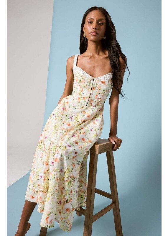 ASTR Julietta Floral Corset Midi Dress