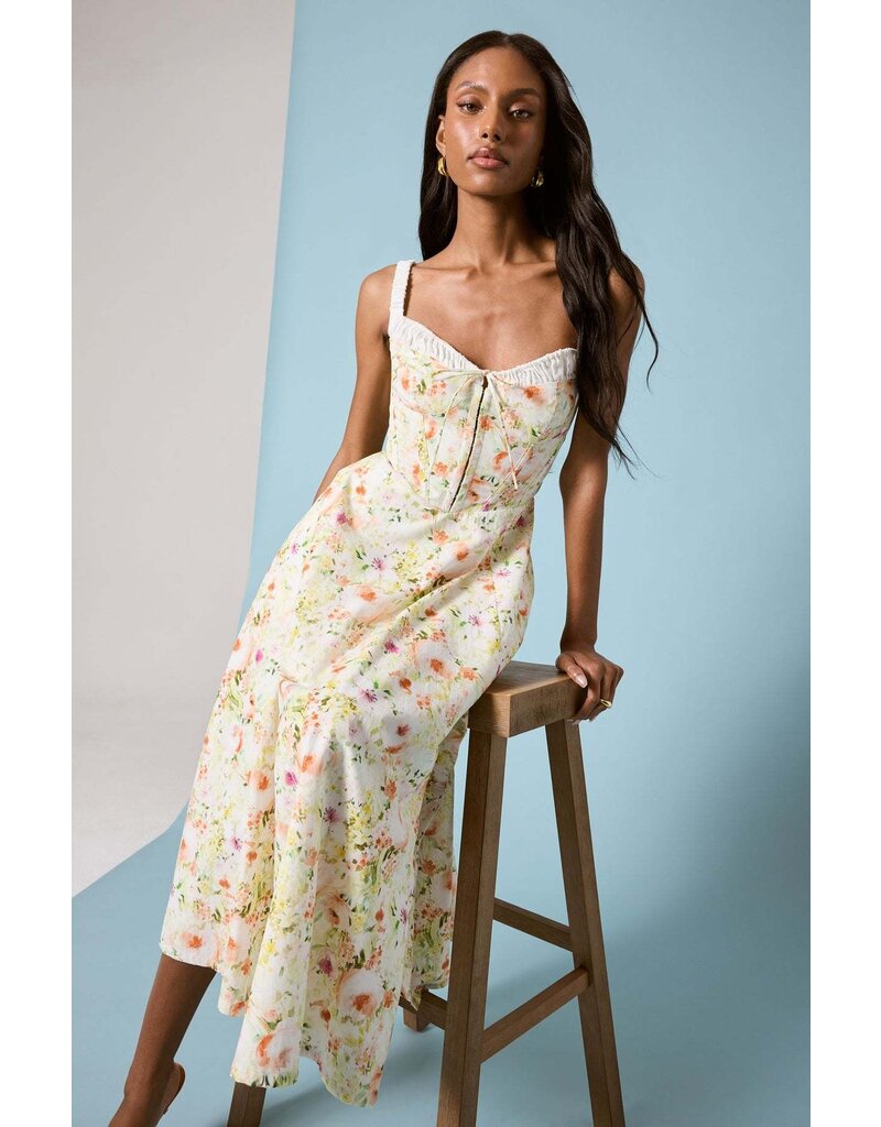 ASTR Julietta Floral Corset Midi Dress