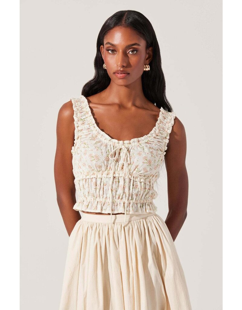 ASTR Kissel Floral Eyelet Cropped Top
