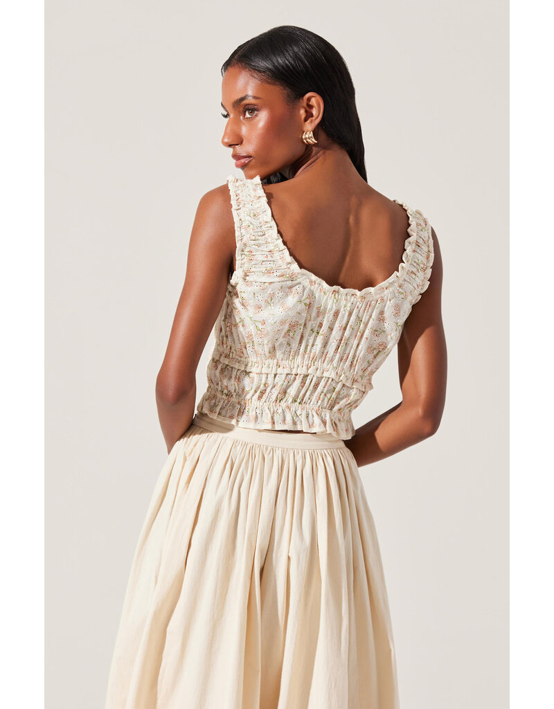ASTR Kissel Floral Eyelet Cropped Top