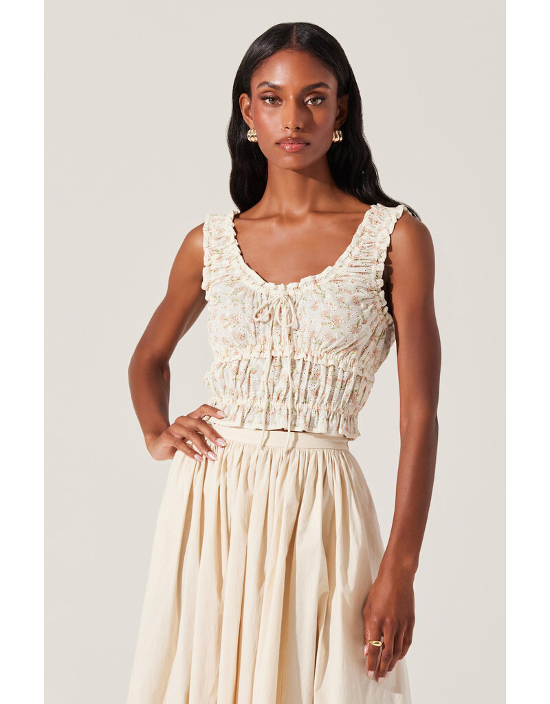 ASTR Kissel Floral Eyelet Cropped Top