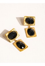 Flanerie Chance 18K Gold Non-Tarnish Square Stone Earring