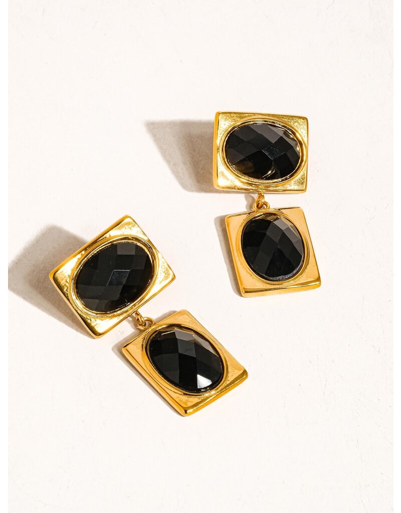Flanerie Chance 18K Gold Non-Tarnish Square Stone Earring