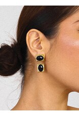 Flanerie Chance 18K Gold Non-Tarnish Square Stone Earring