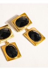 Flanerie Chance 18K Gold Non-Tarnish Square Stone Earring
