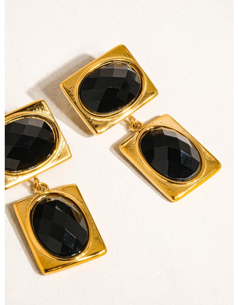 Flanerie Chance 18K Gold Non-Tarnish Square Stone Earring