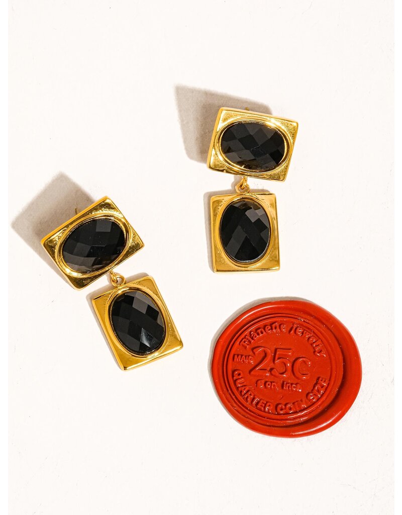 Flanerie Chance 18K Gold Non-Tarnish Square Stone Earring