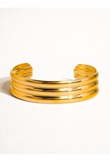 Flanerie Elodie 18K Gold Non-Tarnish Stripe Bold Bangle