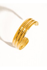 Flanerie Elodie 18K Gold Non-Tarnish Stripe Bold Bangle