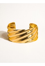 Flanerie Manon 18K Gold Non-Tarnish Wavy Bold Bangle