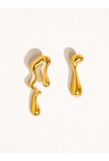 Flanerie Roma 18K Gold Non-Tarnish Mismatch Melted Earring