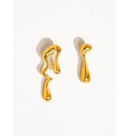 Flanerie Roma 18K Gold Non-Tarnish Mismatch Melted Earring