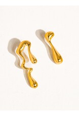 Flanerie Roma 18K Gold Non-Tarnish Mismatch Melted Earring