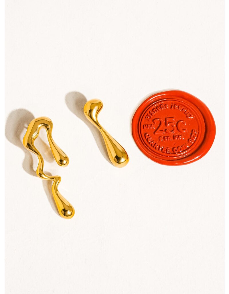 Flanerie Roma 18K Gold Non-Tarnish Mismatch Melted Earring