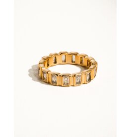 Flanerie Sterling Gold Non-Tarnish Gold Rhinestone Ring