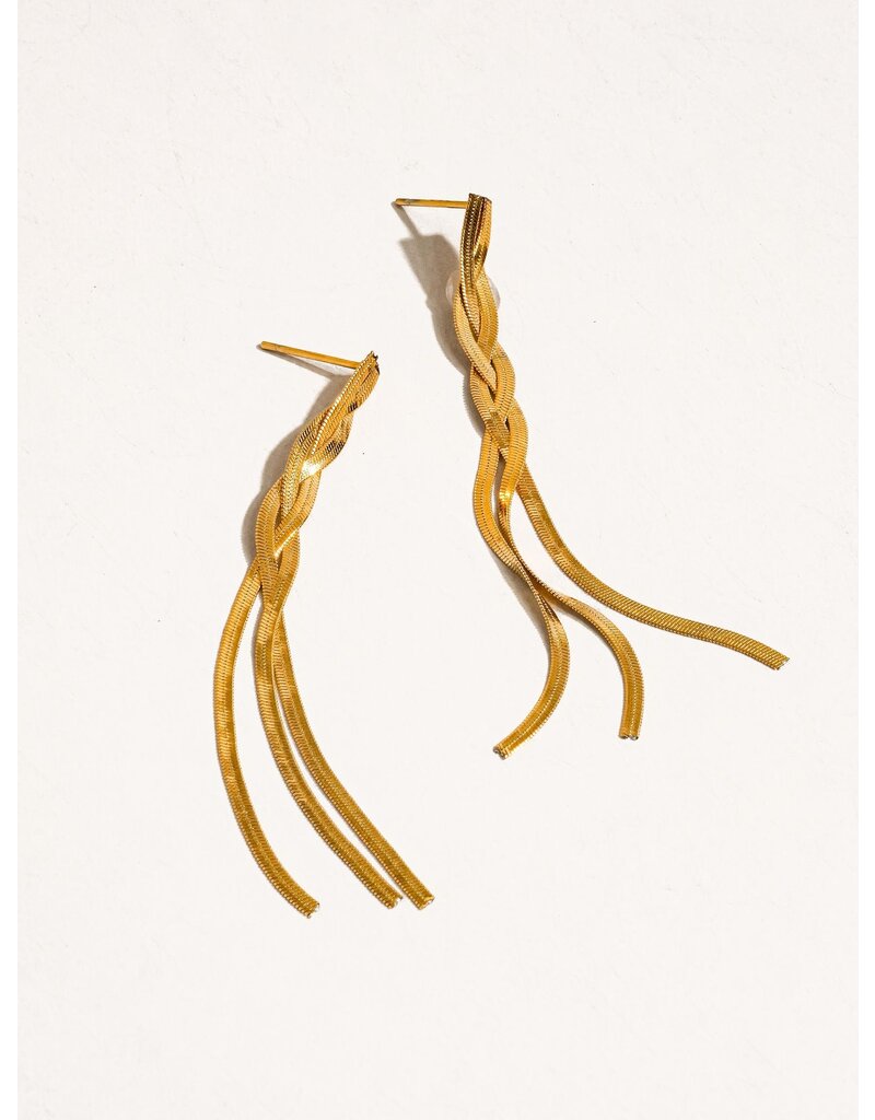 Flanerie Zed 18K Gold Non-Tarnish Braided Tassel Earring
