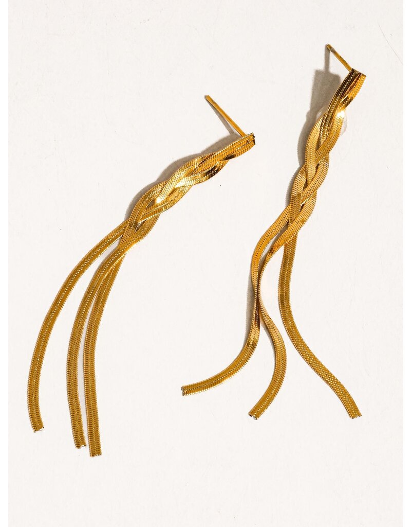 Flanerie Zed 18K Gold Non-Tarnish Braided Tassel Earring