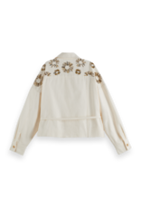 Scotch & Soda Embellished Belted Cotton Trucker Jacket