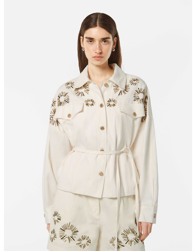 Scotch & Soda Embellished Belted Cotton Trucker Jacket
