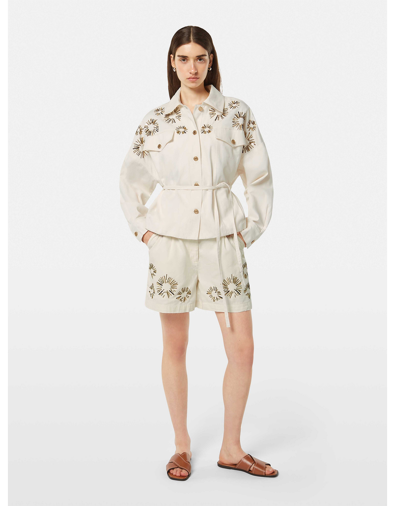 Scotch & Soda Embellished Belted Cotton Trucker Jacket