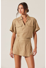 ASTR Deborah Linen Blend Safari Top
