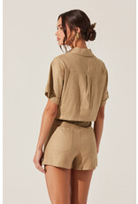 ASTR Deborah Linen Blend Safari Top