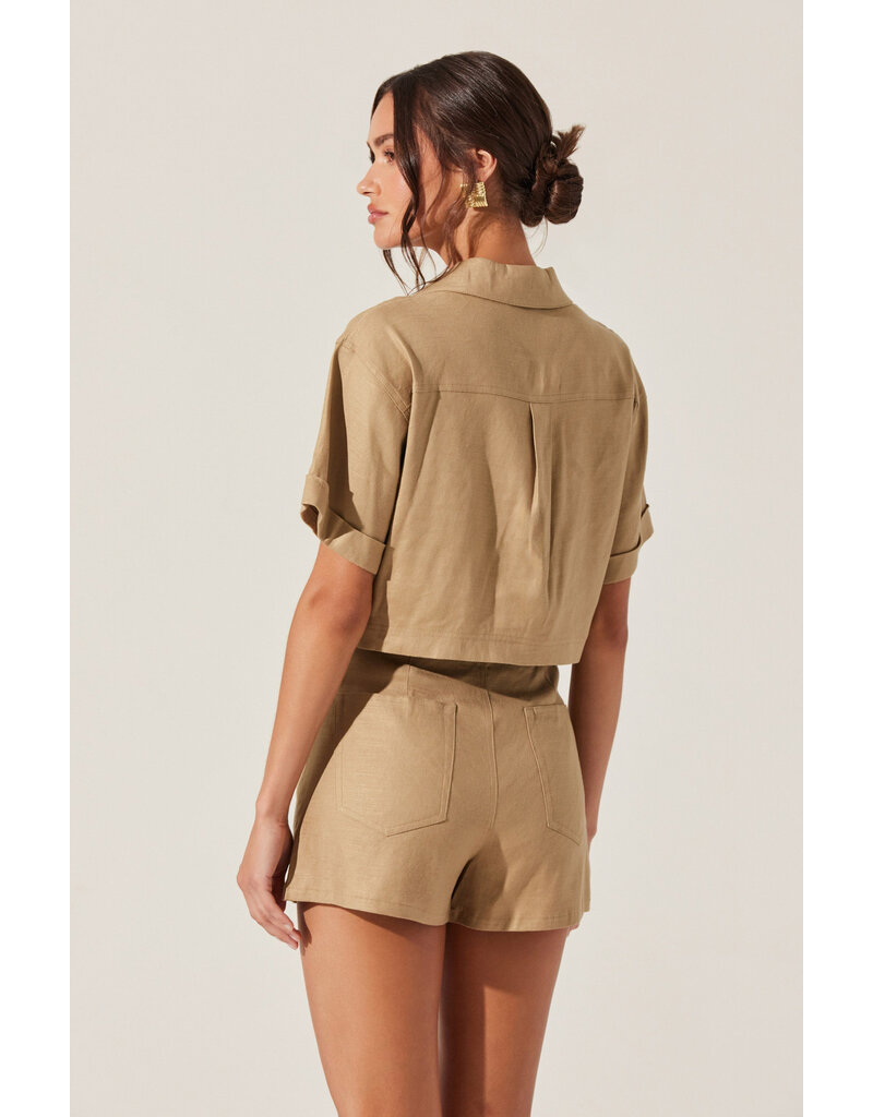 ASTR Deborah Linen Blend Safari Top