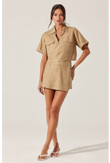 ASTR Deborah Linen Blend Safari Top