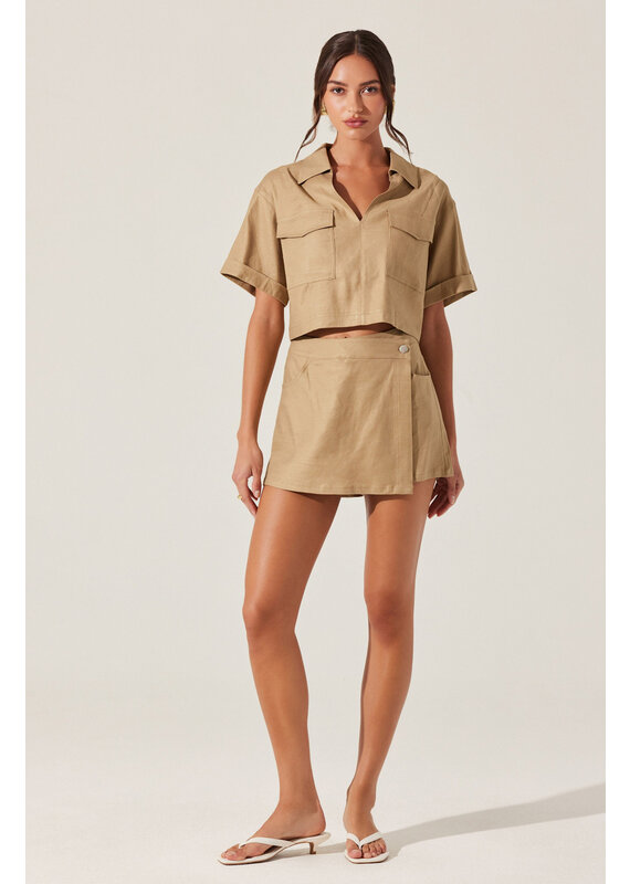 ASTR Deborah Linen Blend Safari Skort