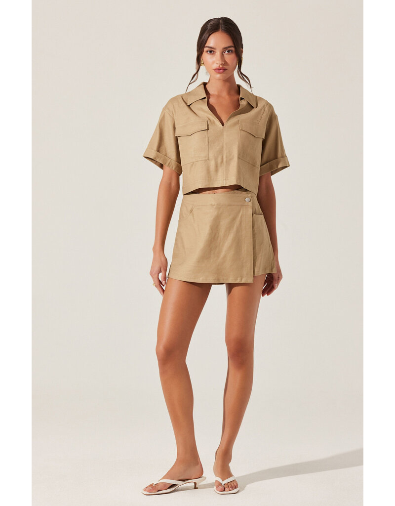 ASTR Deborah Linen Blend Safari Skort