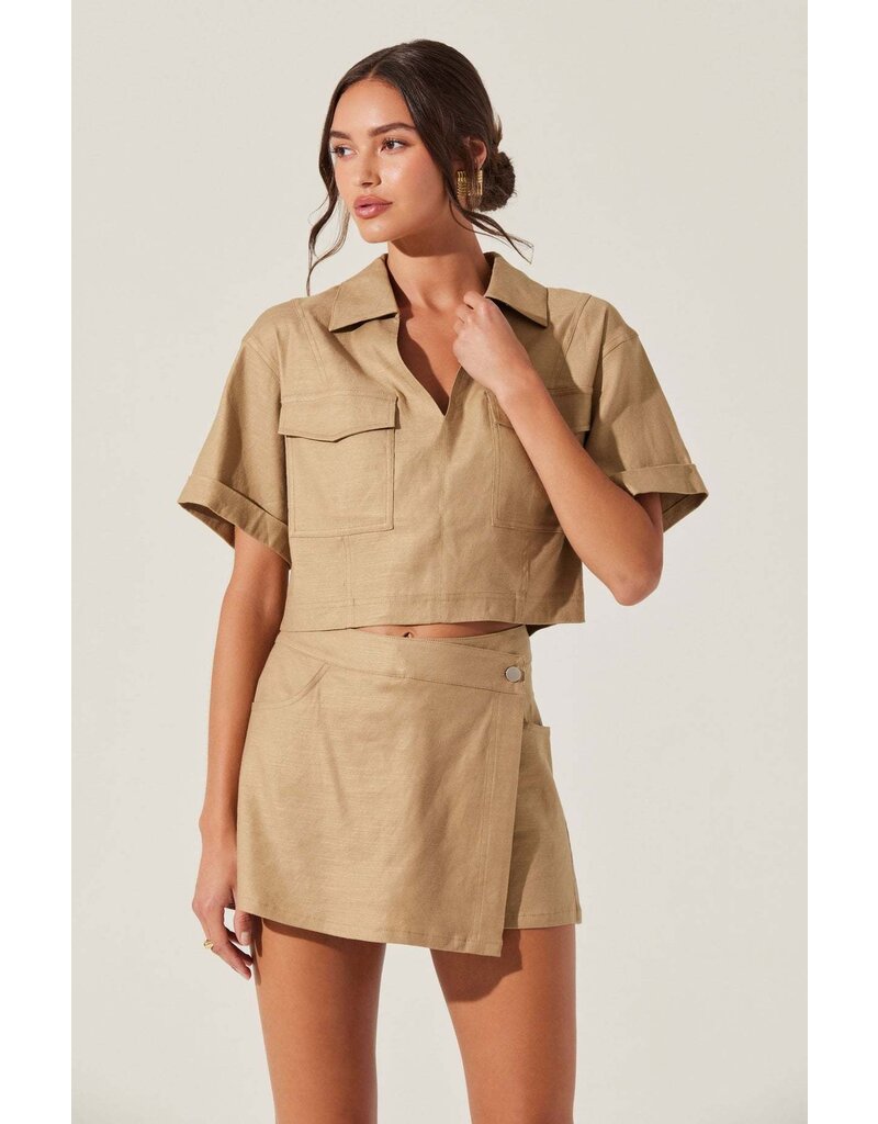 ASTR Deborah Linen Blend Safari Skort
