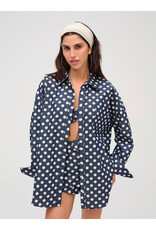 For Love & Lemons Dolly Dot Denim Button-Down Top