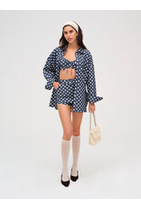 For Love & Lemons Dolly Dot Denim Button-Down Top