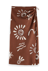 Scotch & Soda Linen Blend Printed Wrap Skirt
