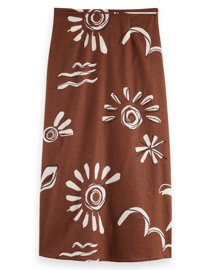 Scotch & Soda Linen Blend Printed Wrap Skirt