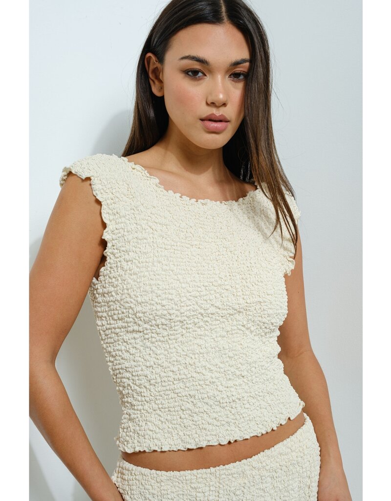 Pretty Garbage Michaela Textured Boatneck Top