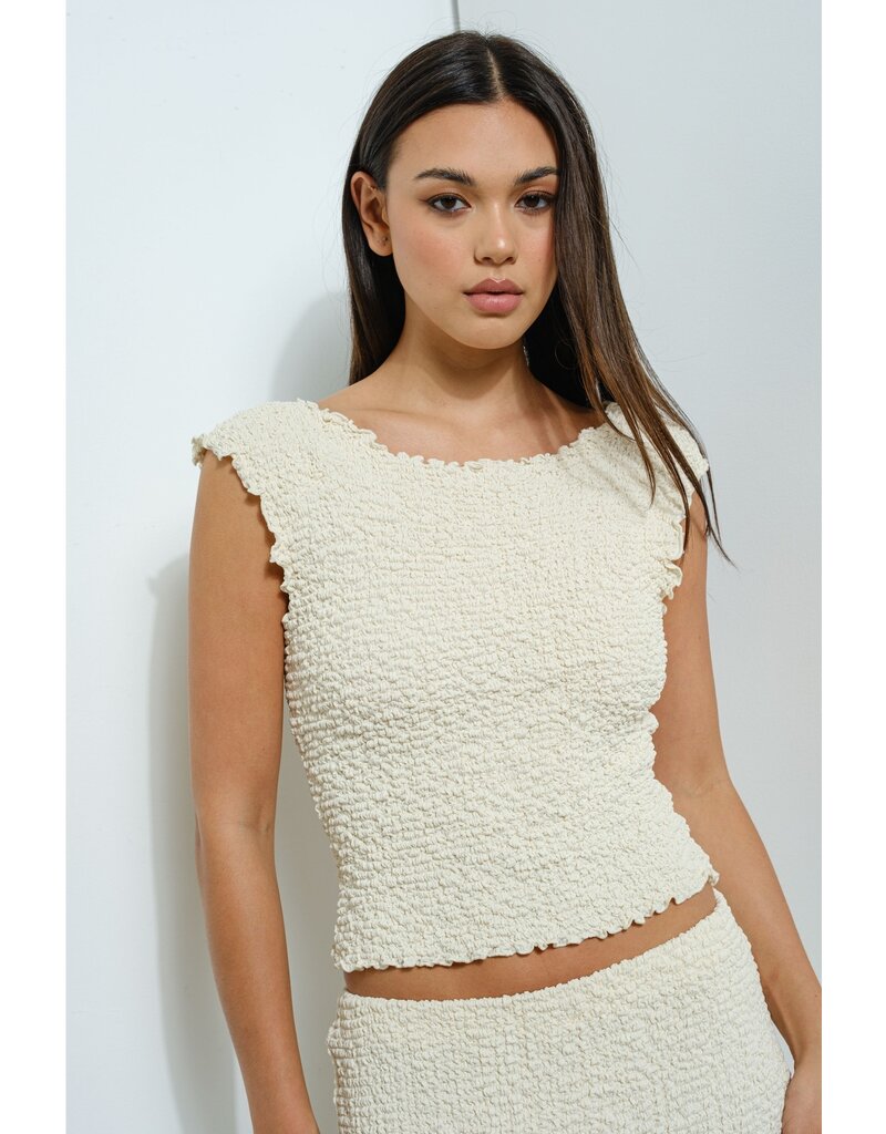 Pretty Garbage Michaela Textured Boatneck Top