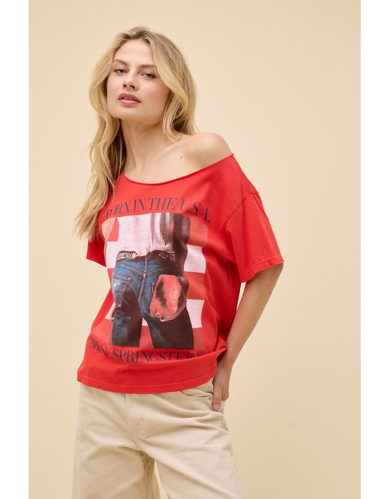 Daydreamer LA Bruce Springsteen Americana Off-The-Shoulder Tee