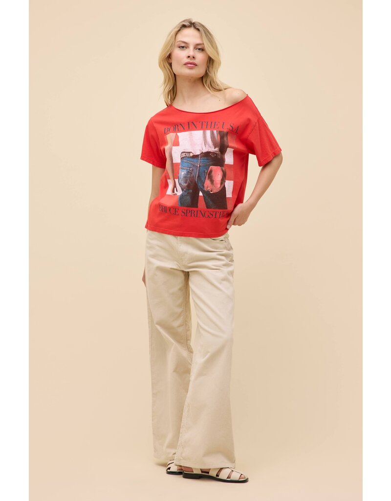 Daydreamer LA Bruce Springsteen Americana Off-The-Shoulder Tee